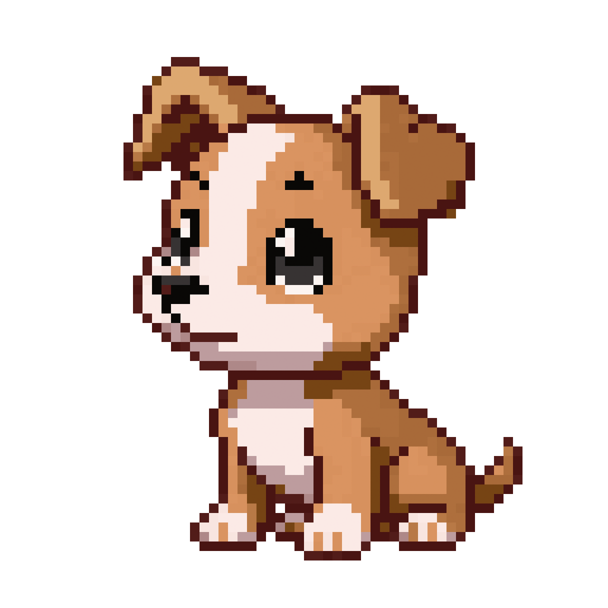puppy ears front back and pixel art