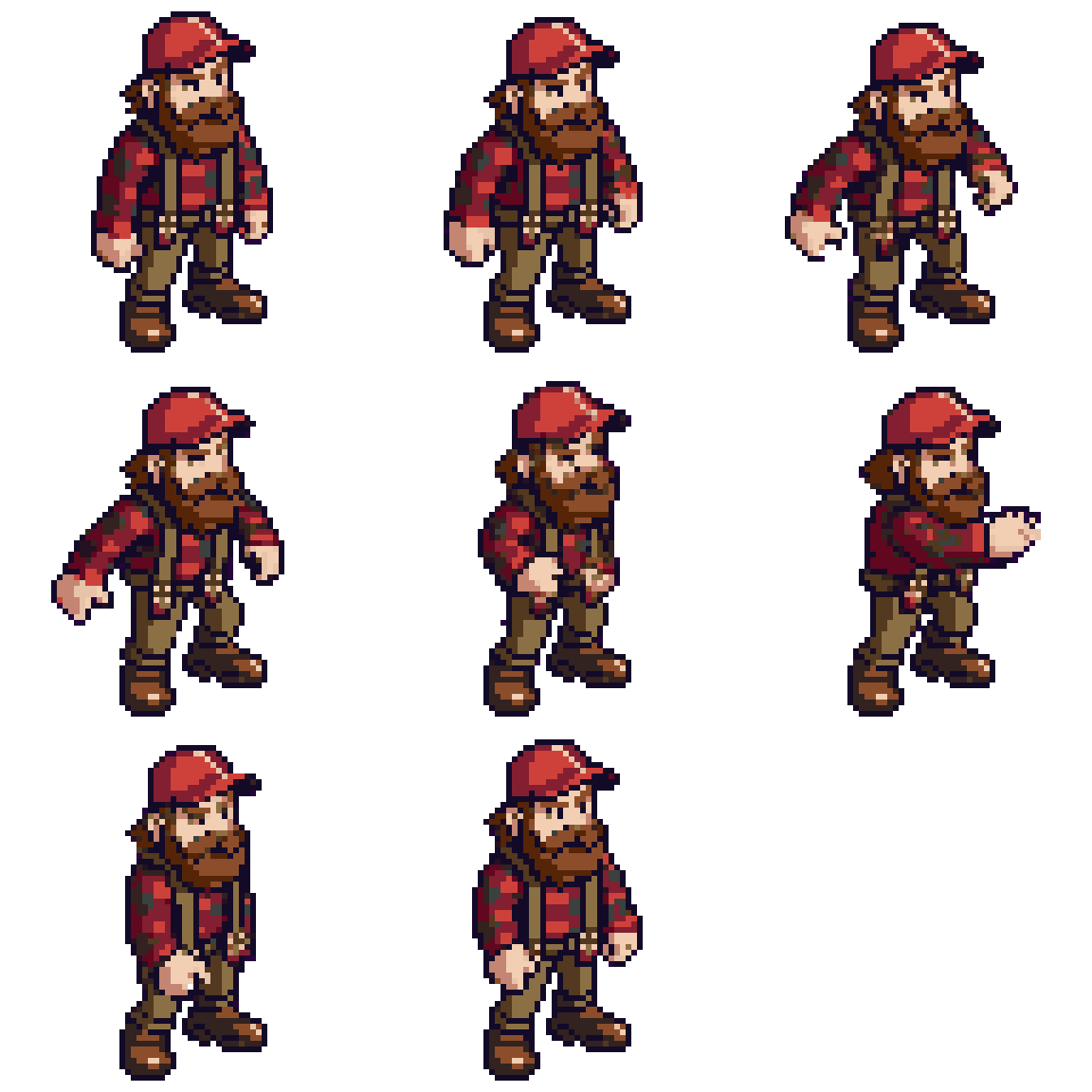 character performing a melee attack, pixel art