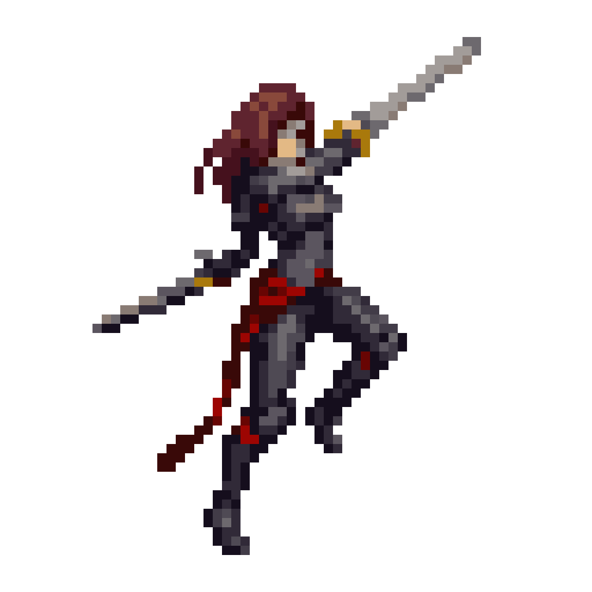 Female Knight Slashing with Sword pixel art