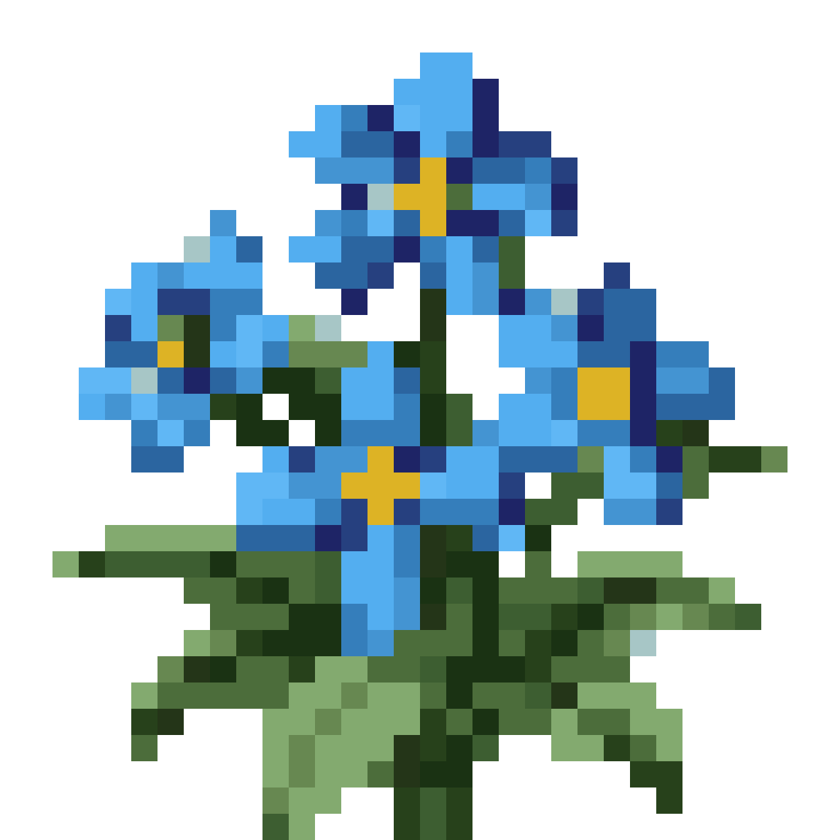 Group of Radiant Blue Flowers pixel art