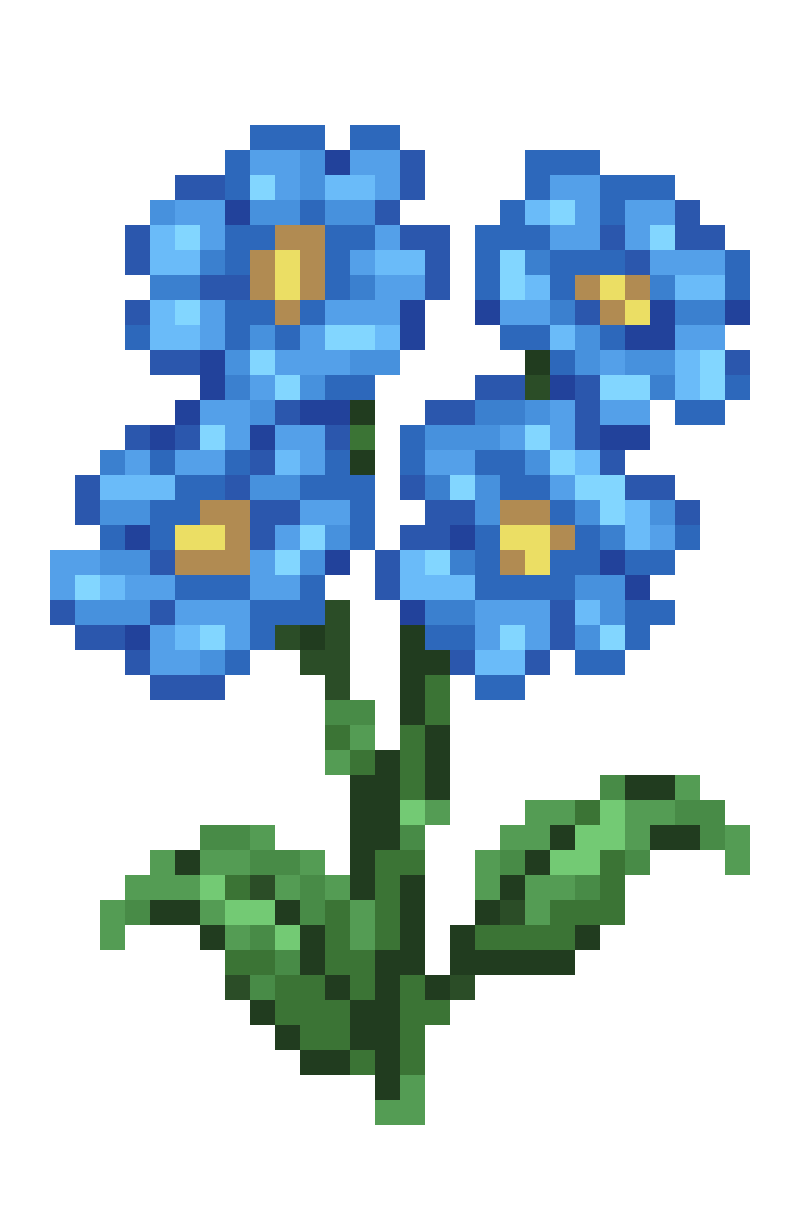 Group of Radiant Blue Flowers pixel art