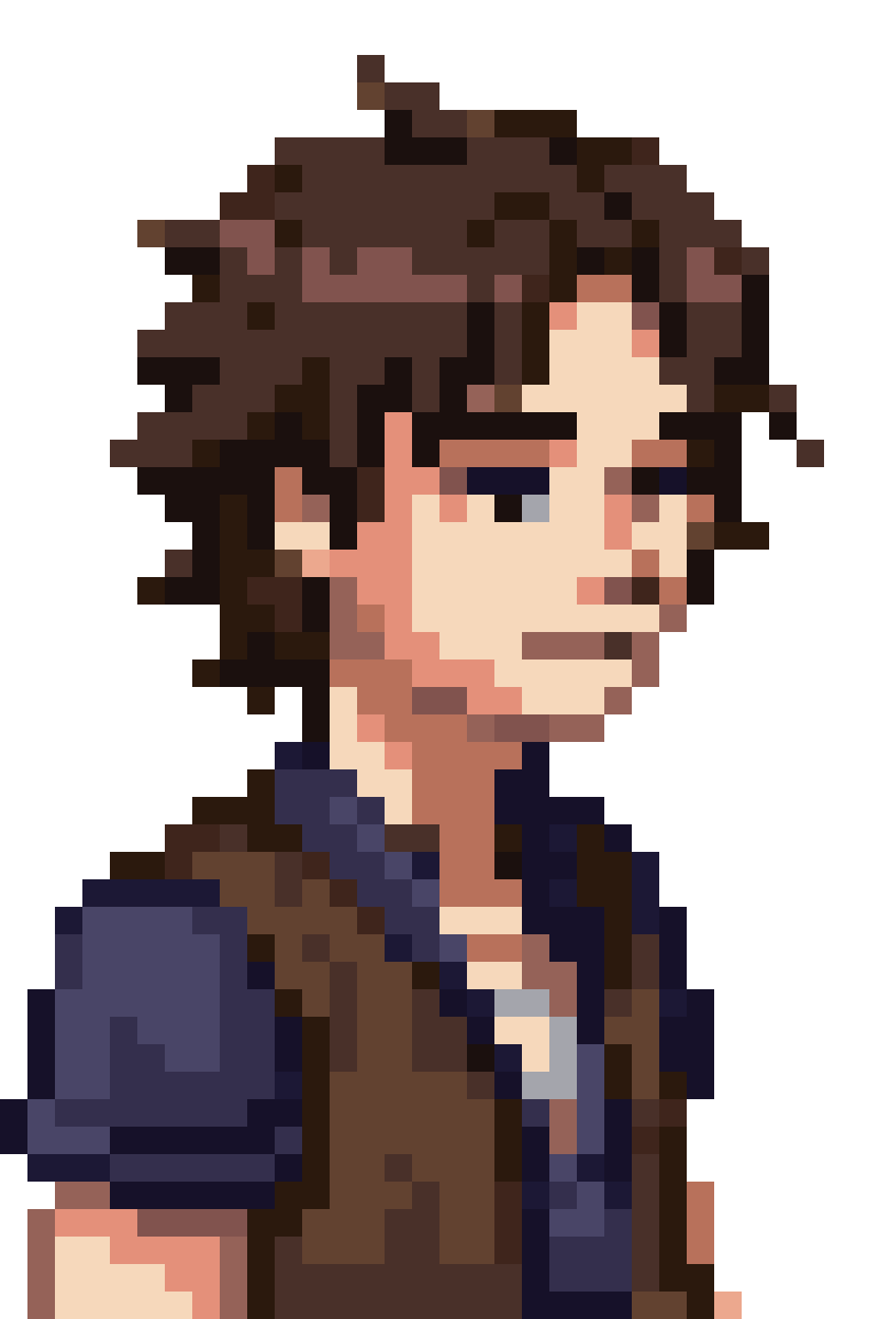 Young Alchemist with Brown Hair pixel art