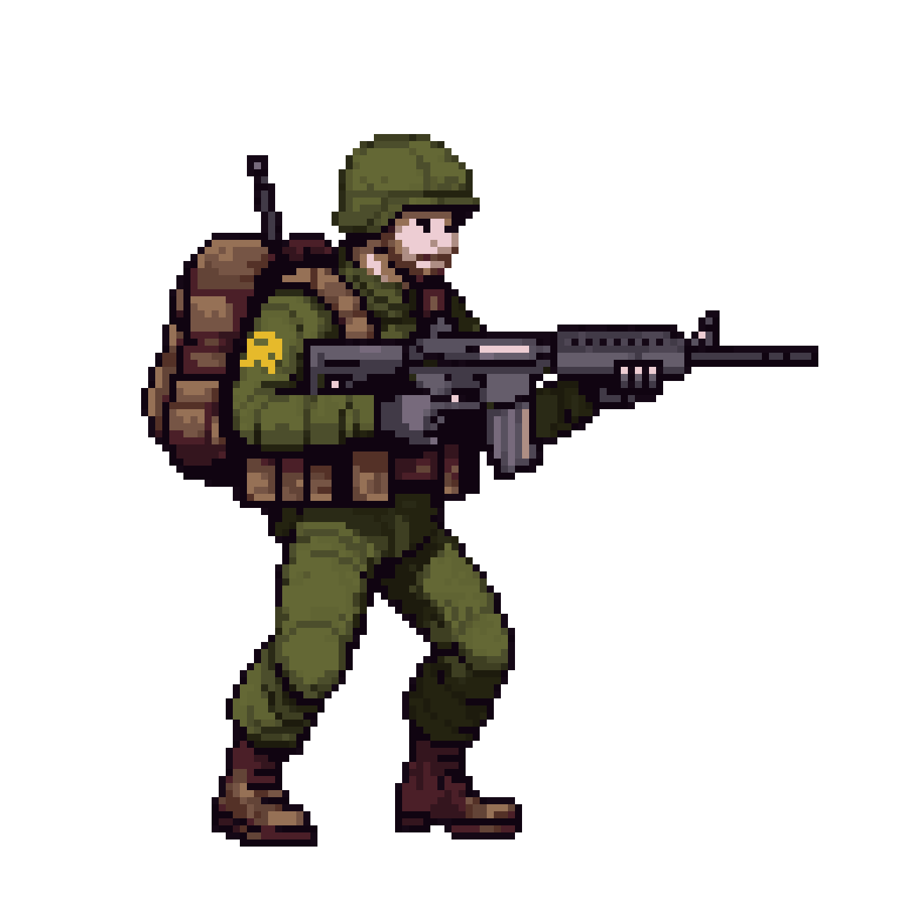 8bit modern US military infantry soldier pixel art