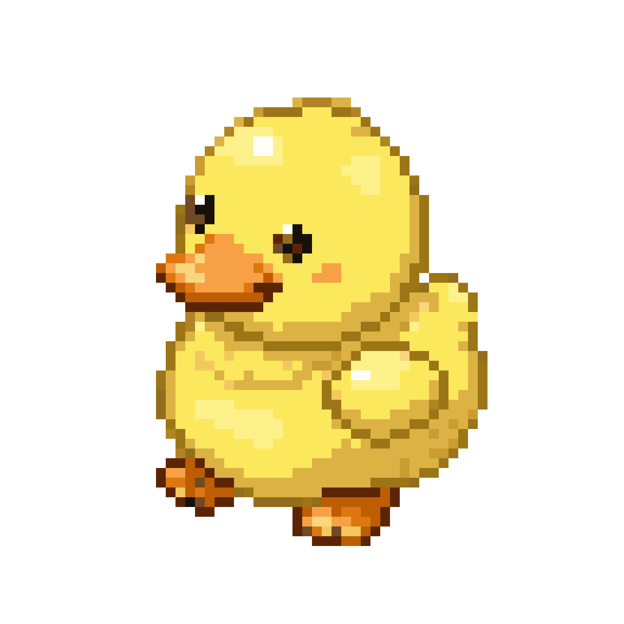 cute yellow duck in anime style pixel art