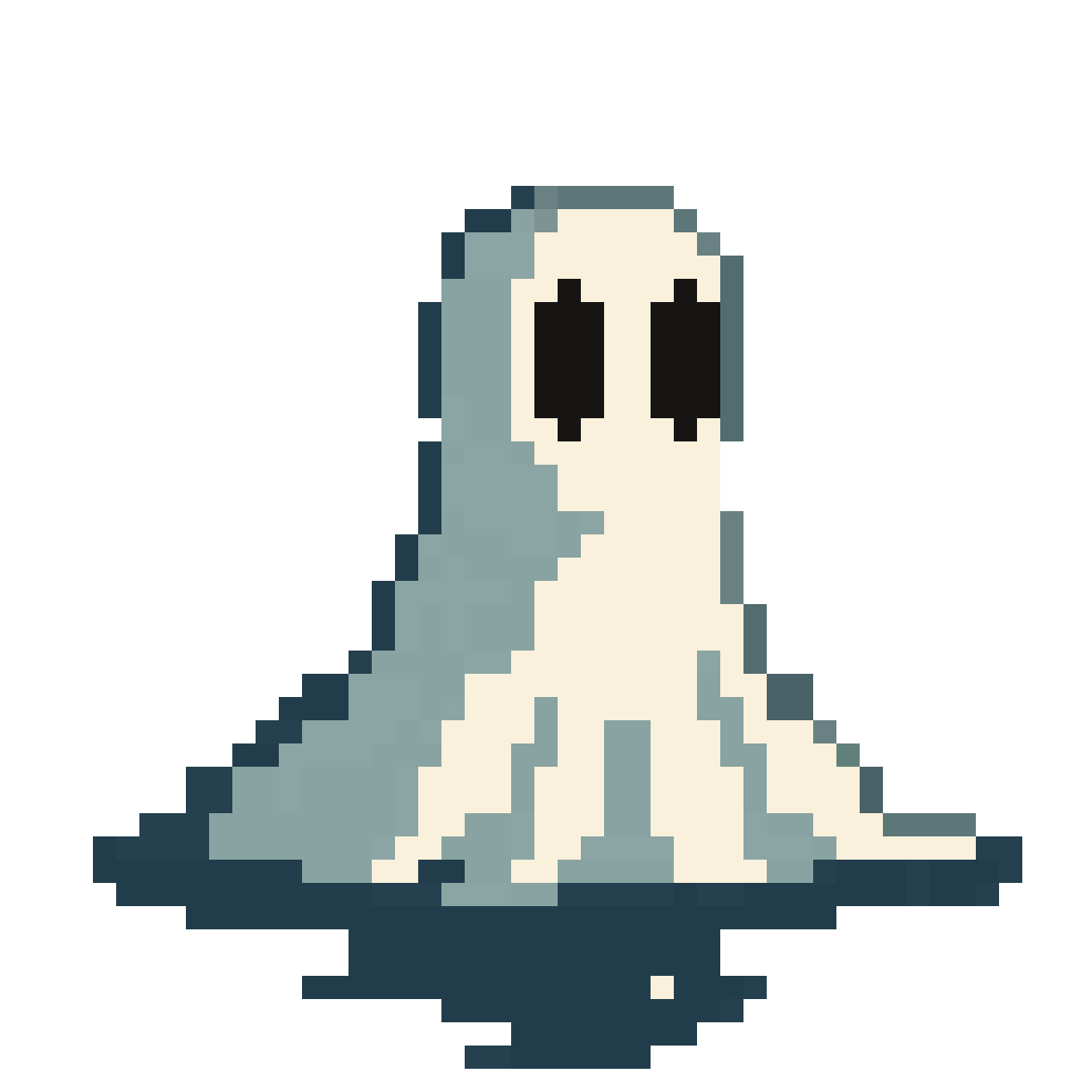 Ghost in Tattered Cloak Drifting at Sea pixel art