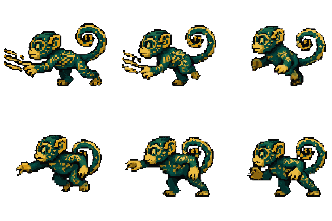 Green Jungle Monkey Attacking pixel art