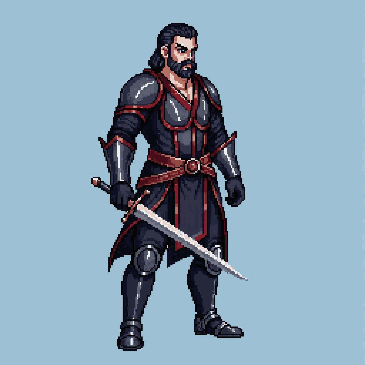 Rugged Male Swordsman Sprite pixel art