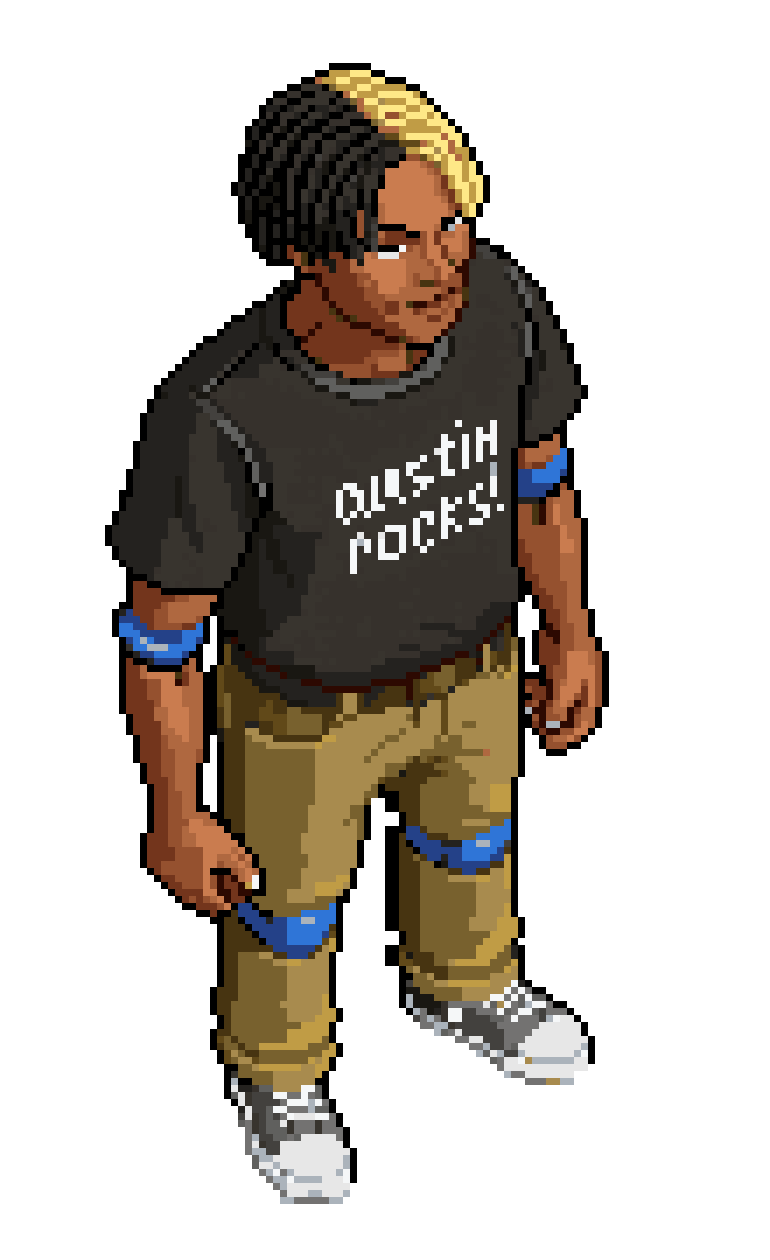 Humanoid Animatronic with Austin Rocks Shirt pixel art