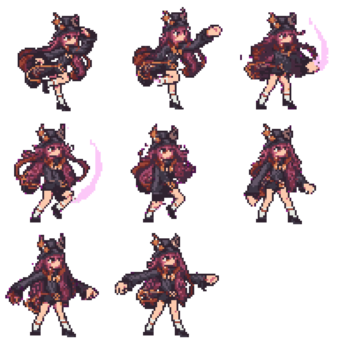 character performing a melee attack, pixel art