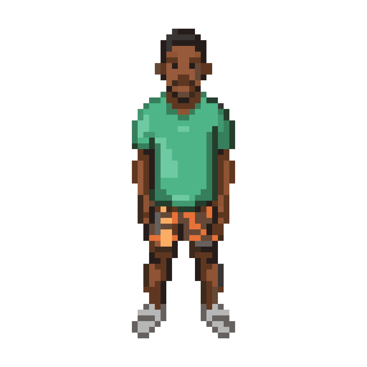 Top-Down View of Black Man pixel art