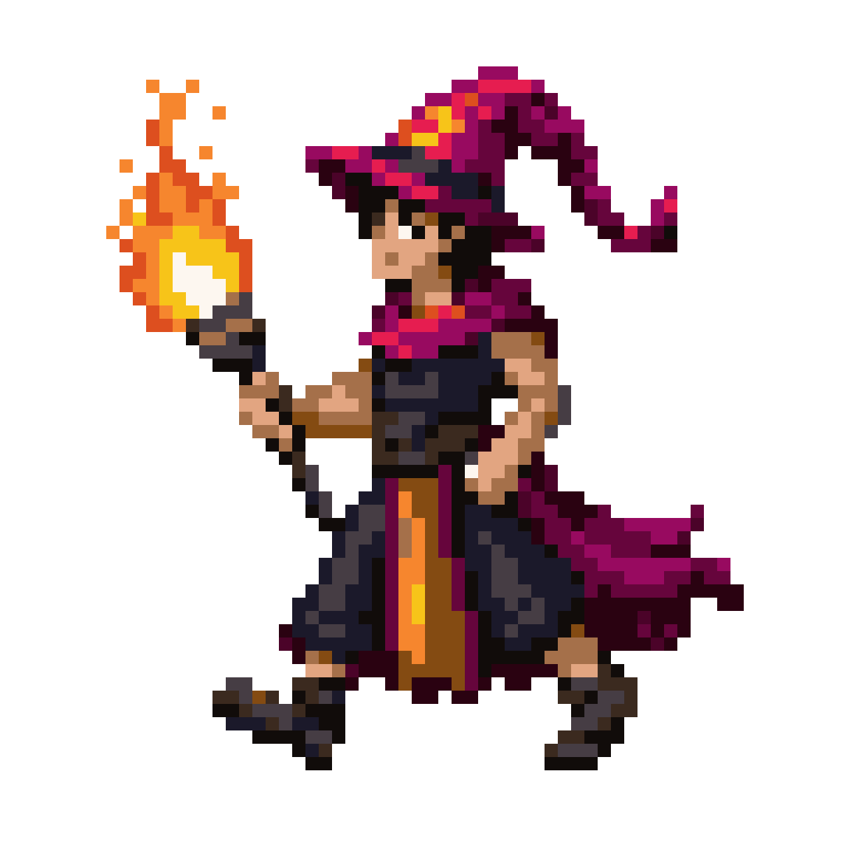 Fire Wizard Walking pixel art