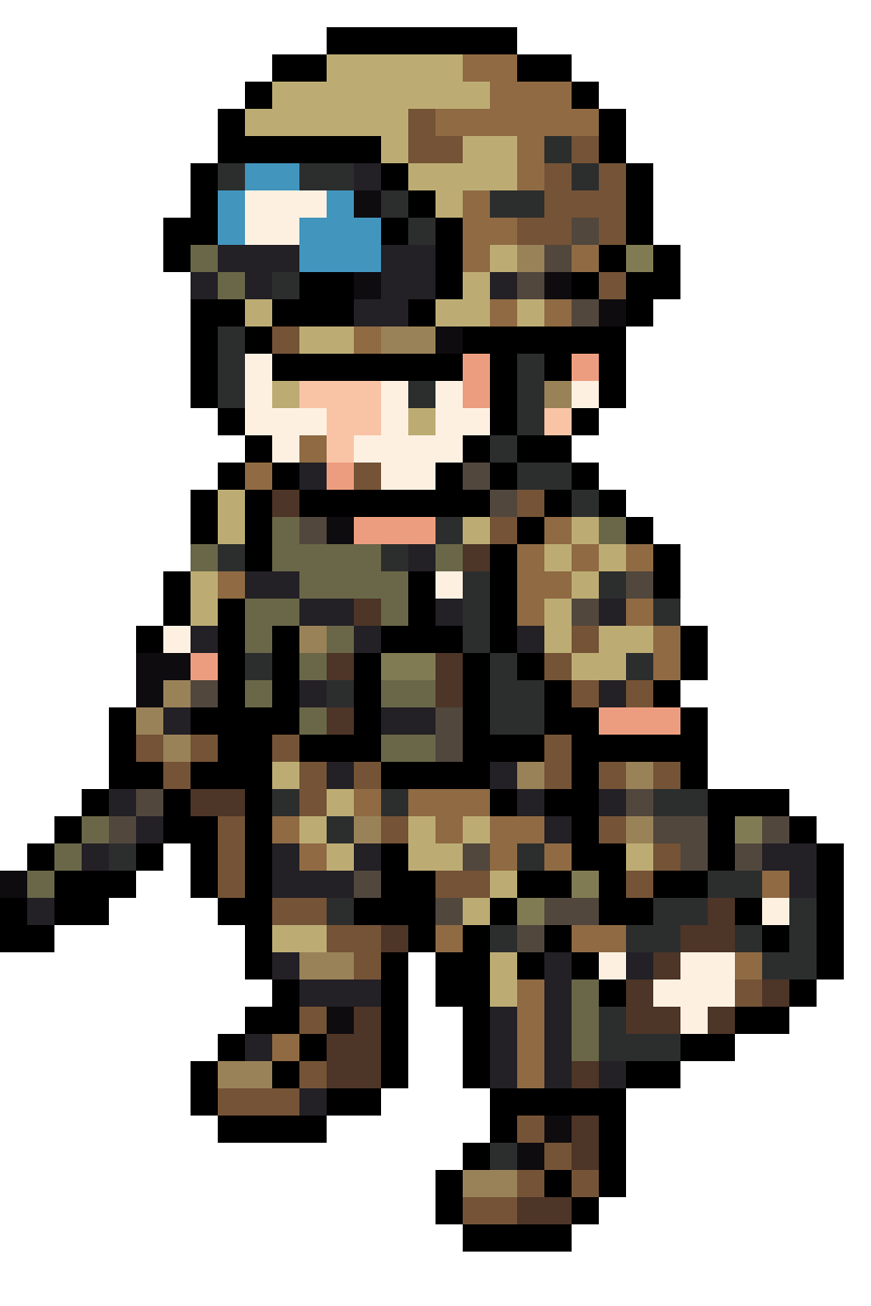 combat medic holding a first aid kit pixel art