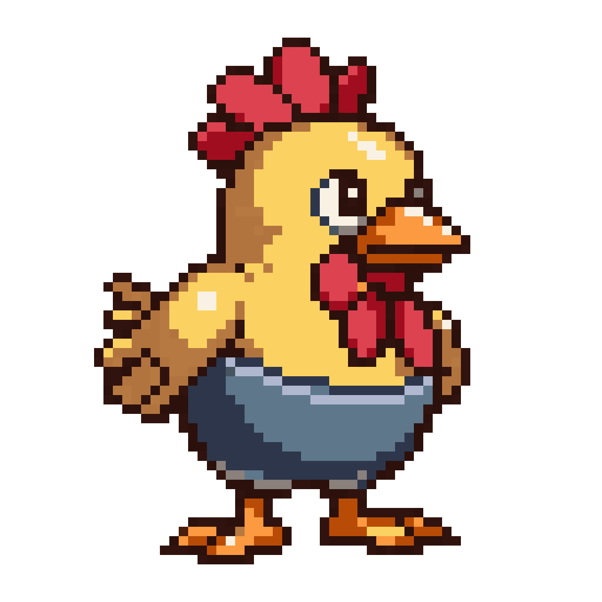 Round Bird Enemy with Jeans pixel art