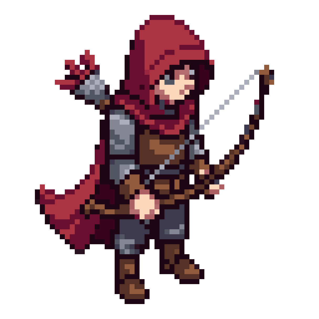 Medieval Archer with Hood and Cape pixel art