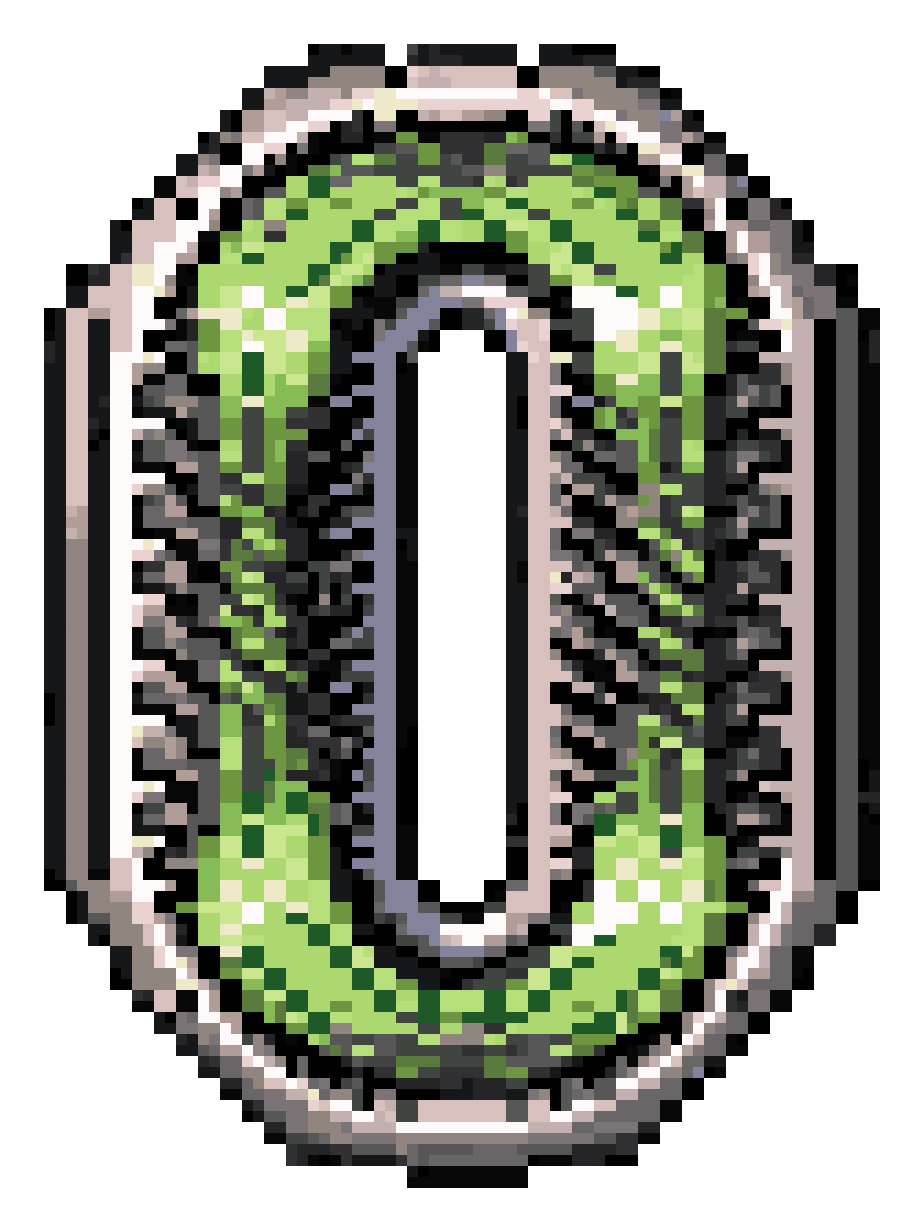 Green Number 0 Alien Terminal pixel art