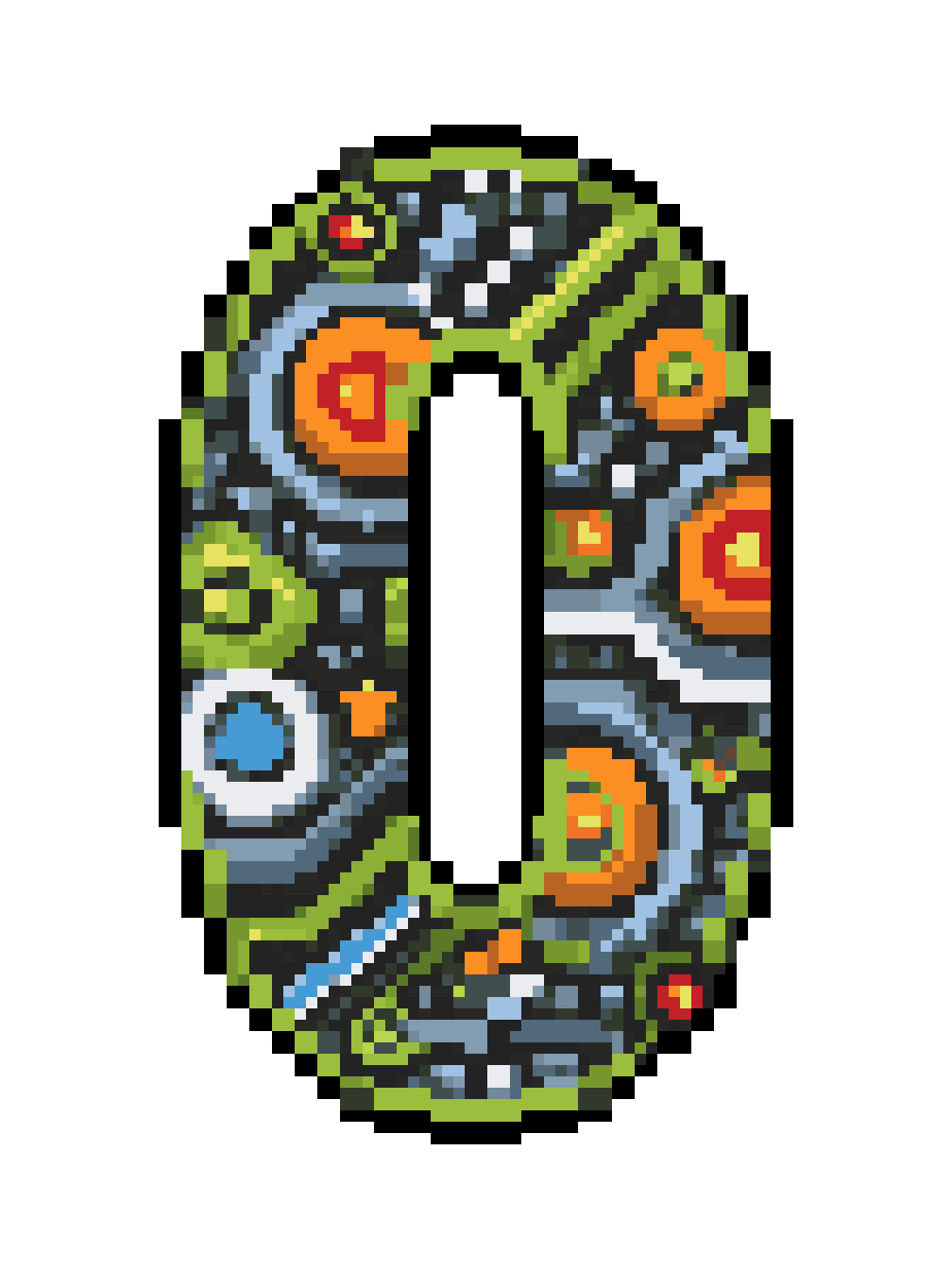 Green Number 0 Alien Terminal pixel art