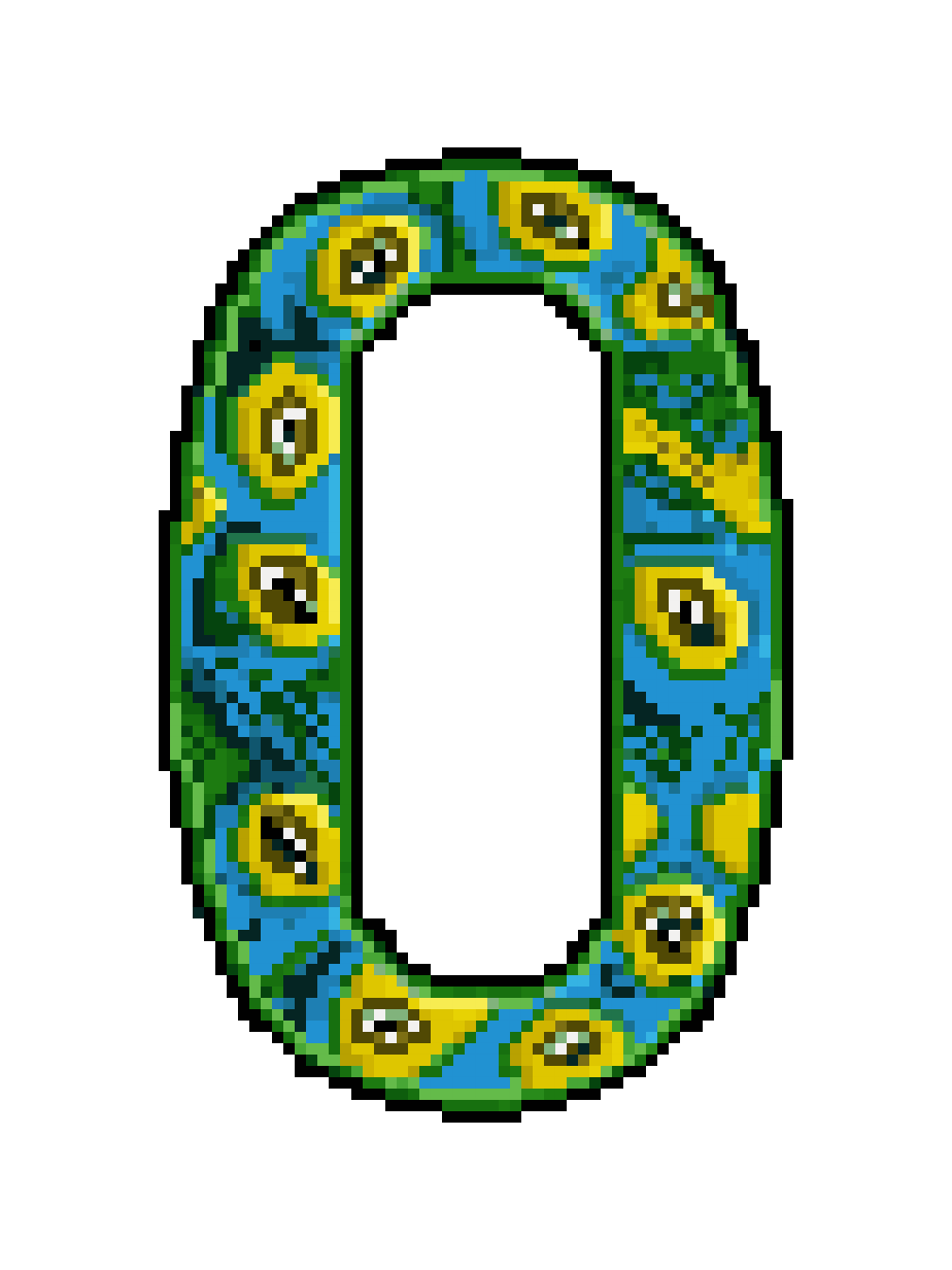 Green Number 0 Alien Terminal pixel art