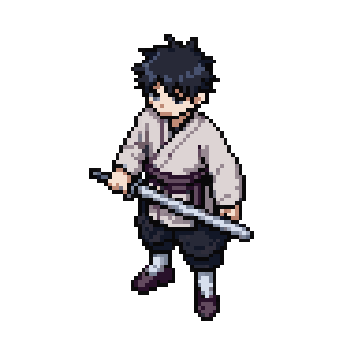 male warrior in japanese light armor pixel art