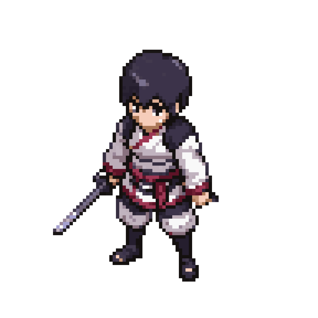 male warrior in japanese light armor pixel art