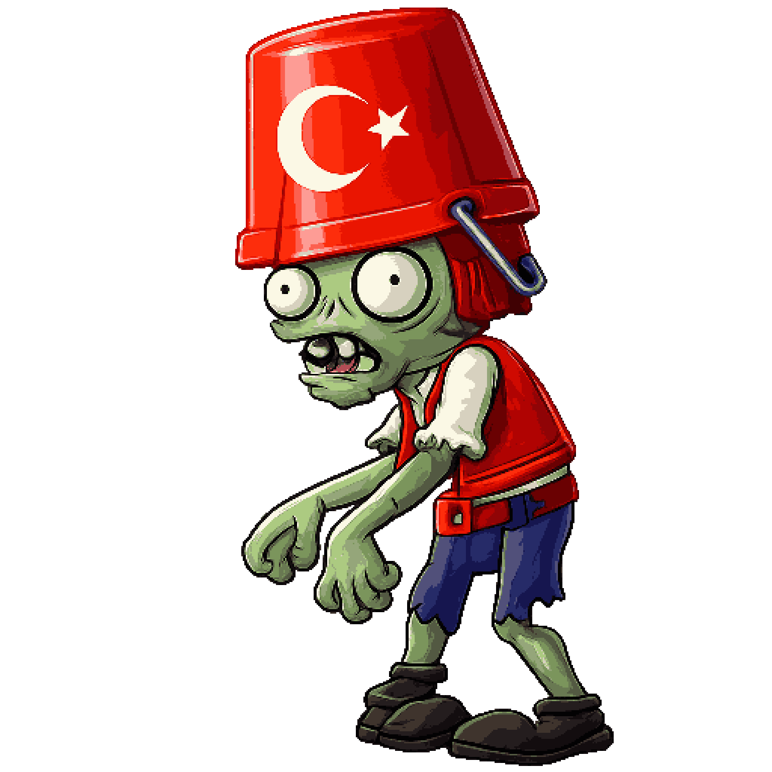 Turkish PvZ 2 Zombie with Red Cone pixel art