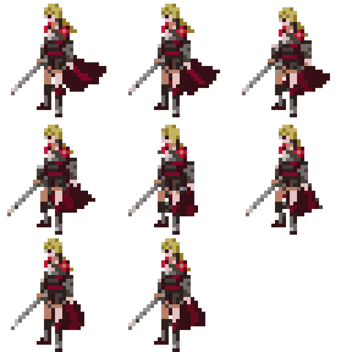Female Fighter in Medieval Aesthetic Idle pixel art