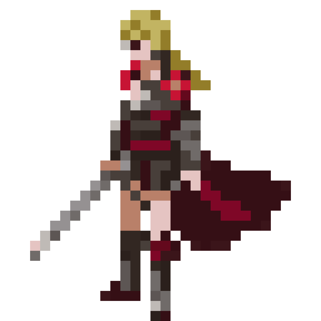 Female Fighter in Medieval Aesthetic pixel art