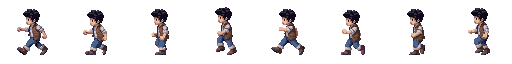 character walking forward, legs alternating pixel art