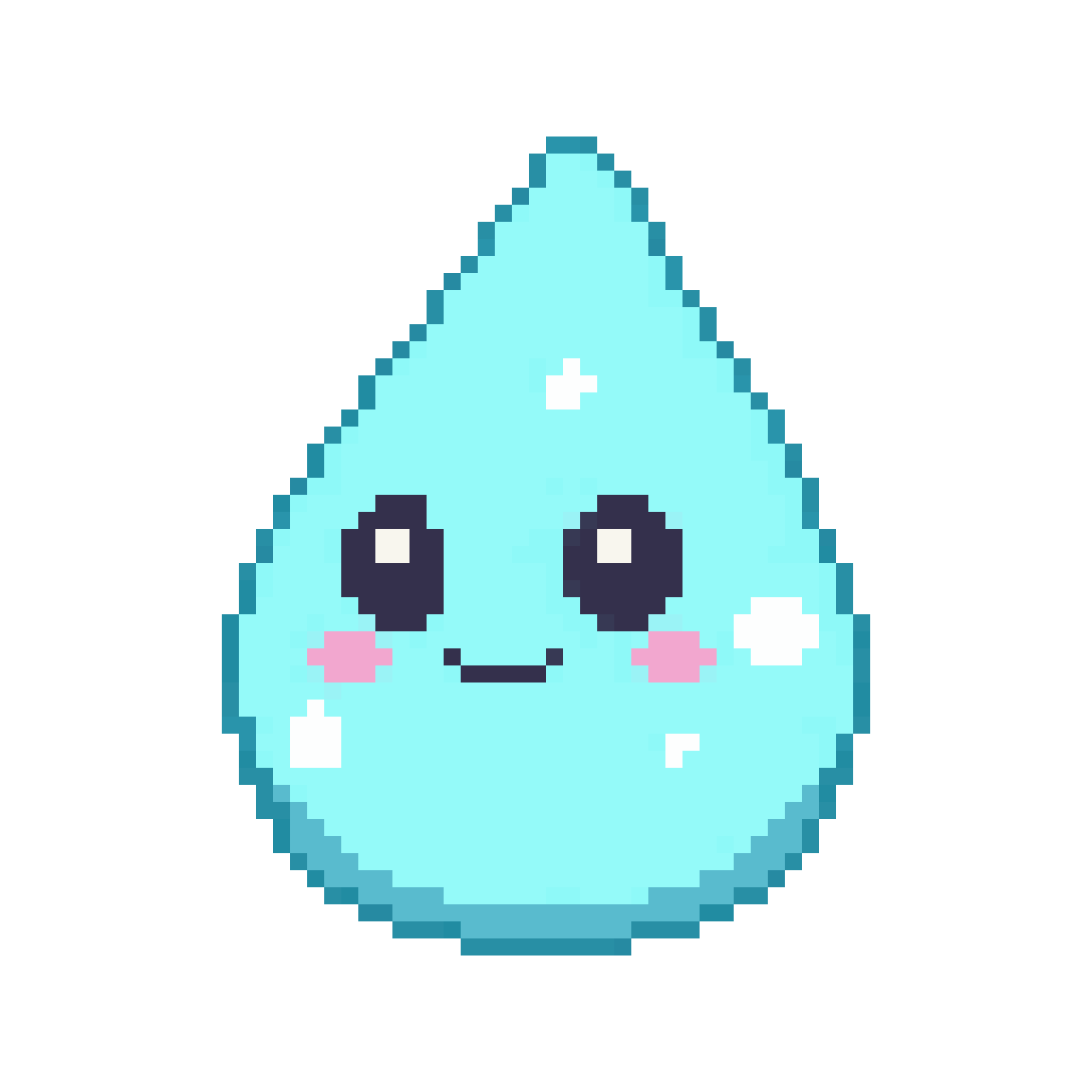 Cute Friendly AI Water-Drop Character pixel art