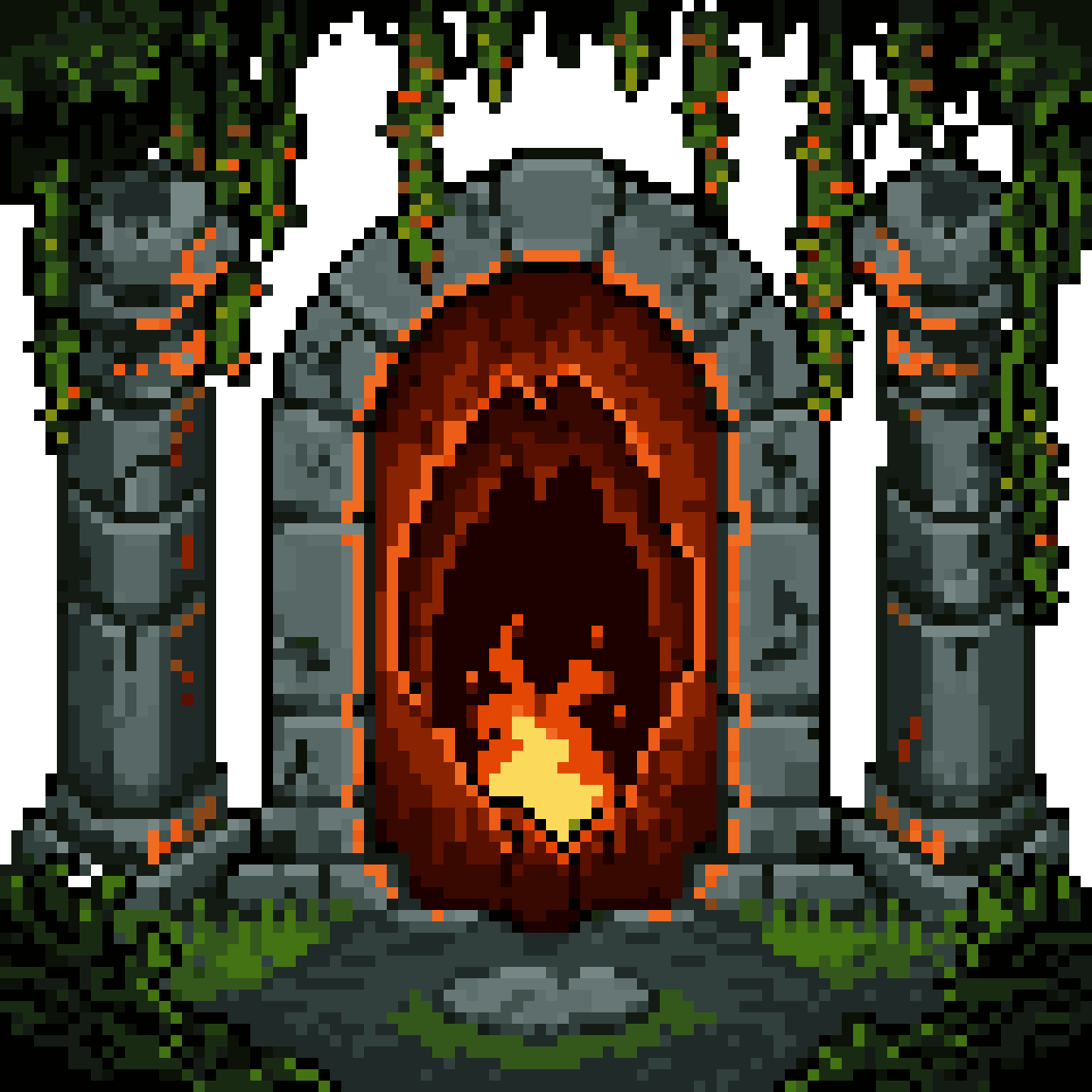 Mossy Stone Cave Entrance pixel art