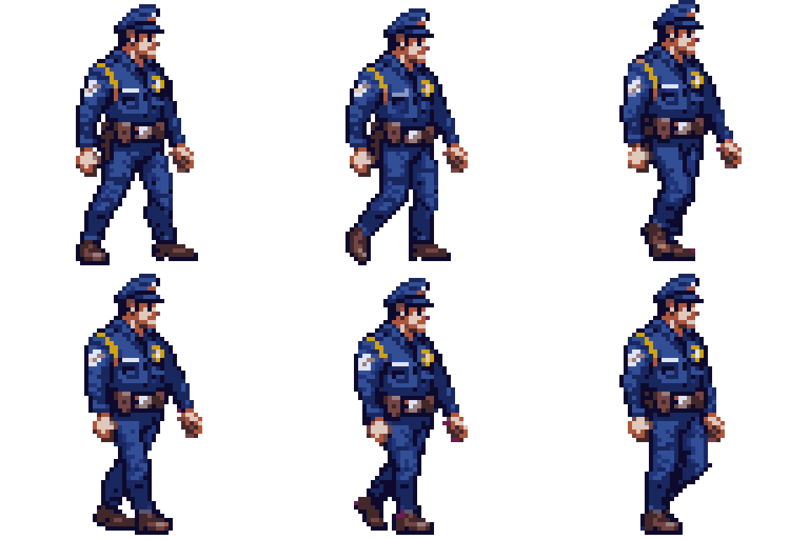 pixel art police for zombie game Walking pixel art