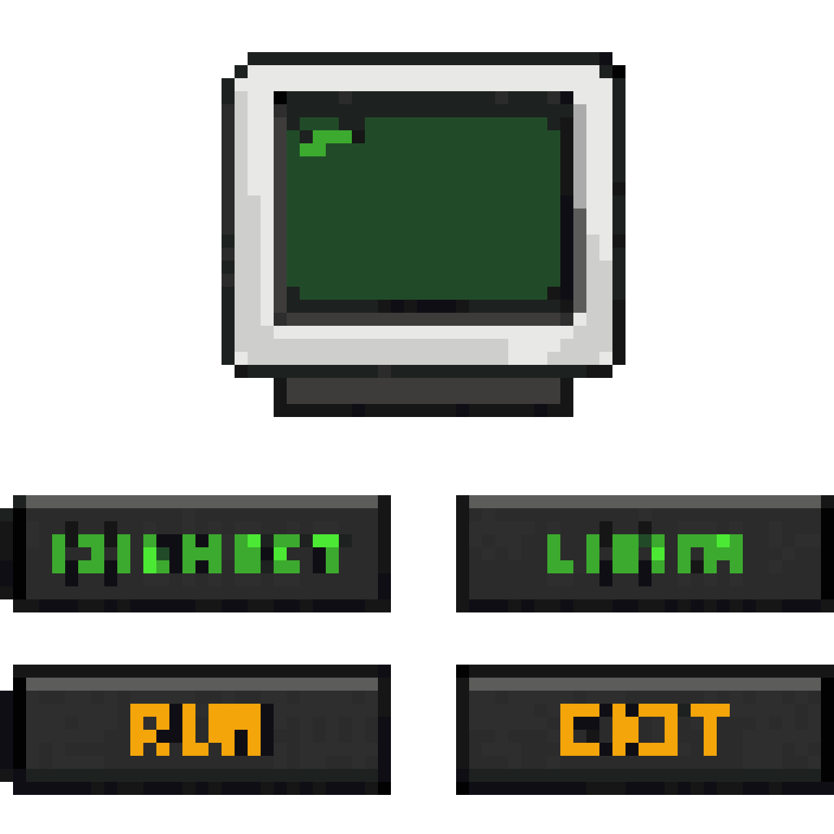 CRT Monitor & Green Amber Terminal Buttons pixel art