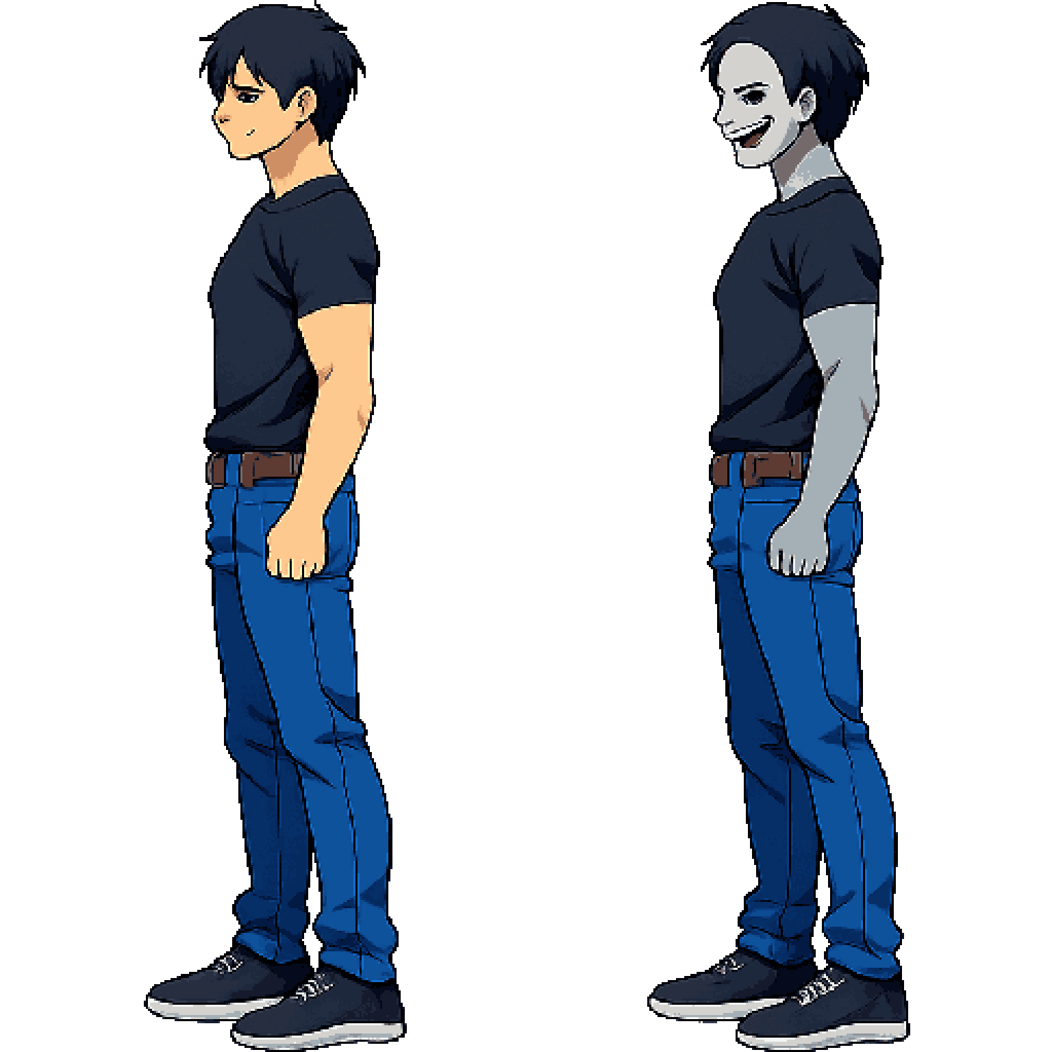 handsome young man in casual clothing pixel art
