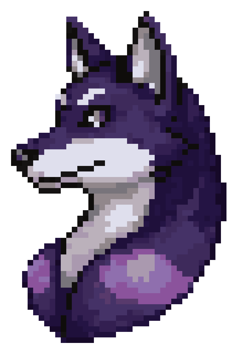 Galaxy Colored Wolf Hybrid with Scar pixel art