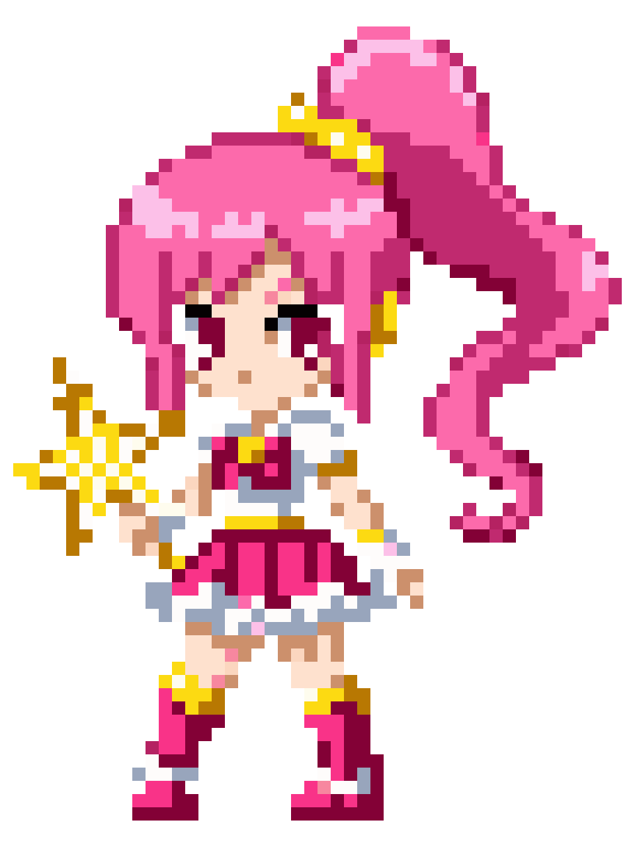 cute pink-haired magical girl sprite pixel art