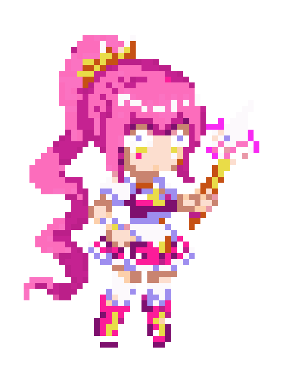 cute pink-haired magical girl sprite pixel art