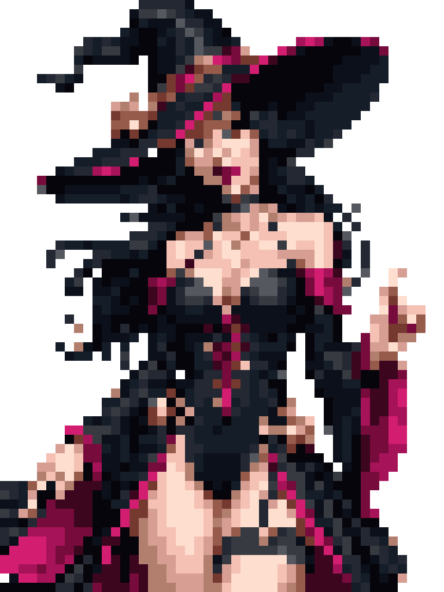 stunning magical girl sorceress pixel art