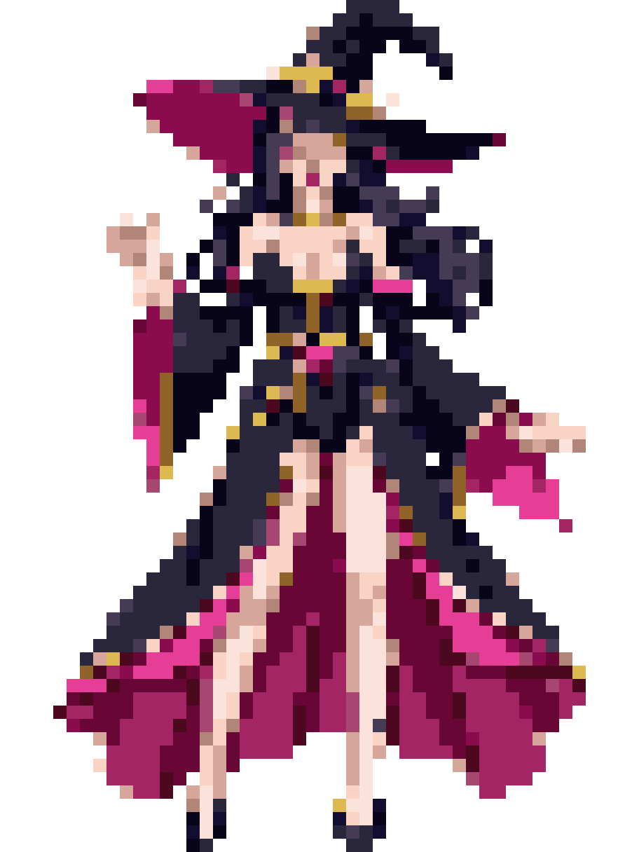 stunning magical girl sorceress pixel art