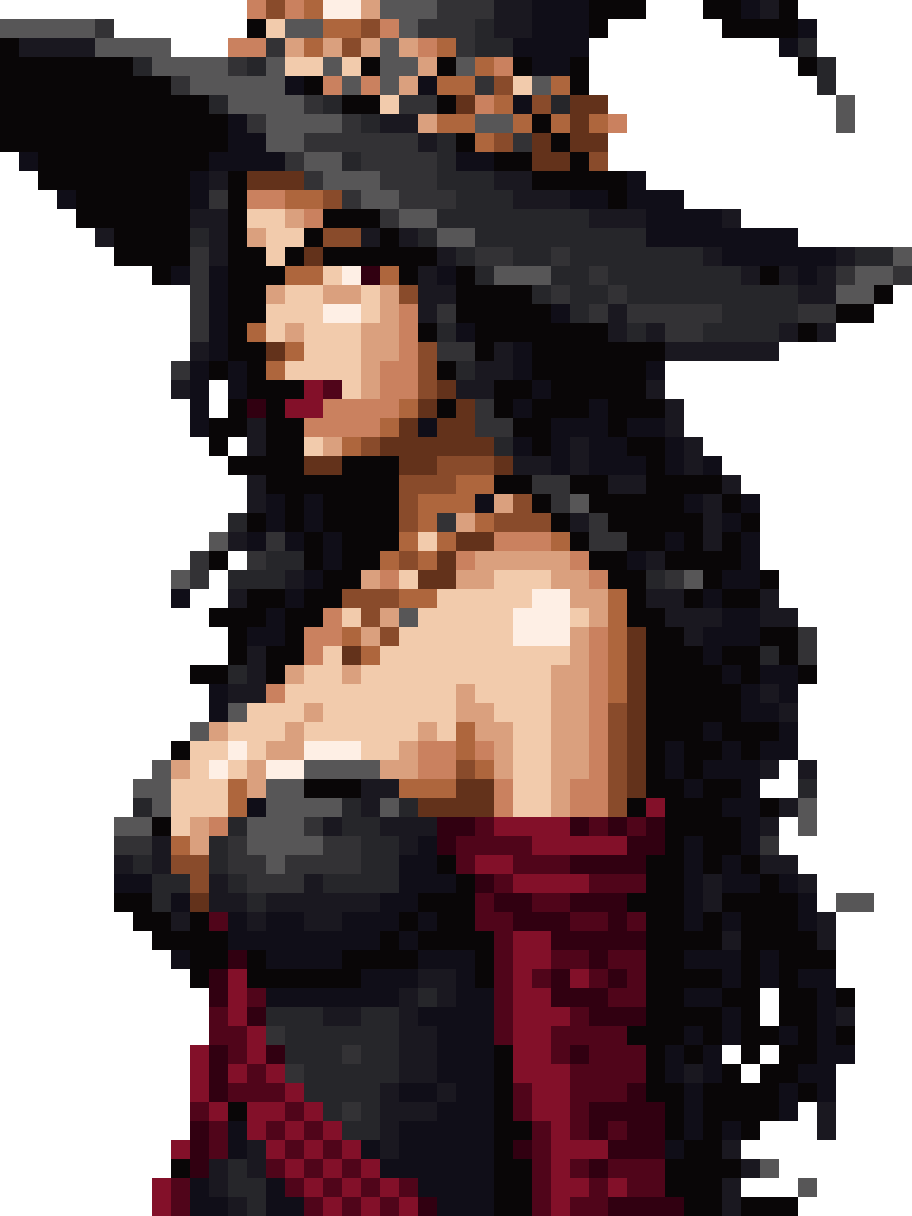 stunning mature beautiful sorceress pixel art