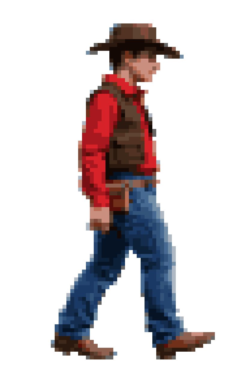 Side Facing Cowboy Walking pixel art