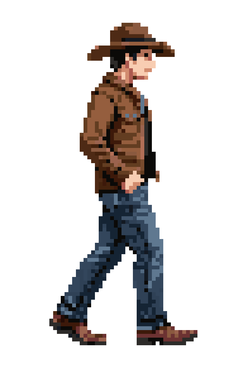 Side Facing Cowboy Walking pixel art