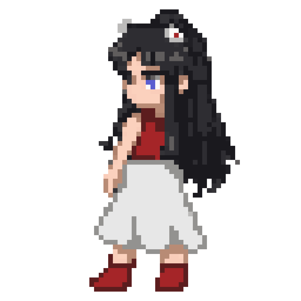 Inuyasha like character in idle pose pixel art