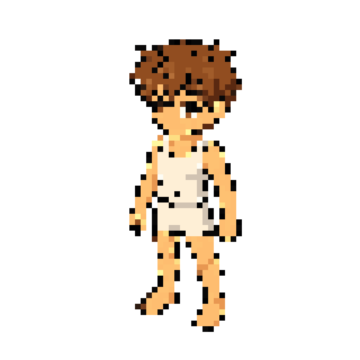 realistic character with heavy black outline pixel art