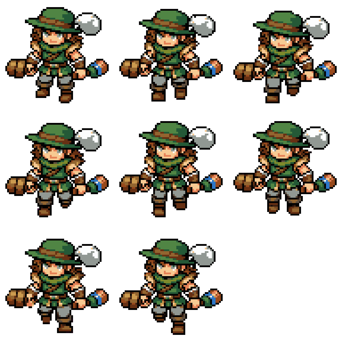 16-bit retro adventurer sprite Walking pixel art