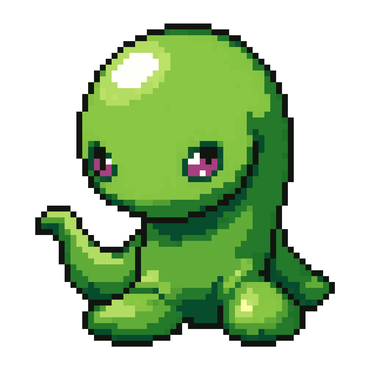 Cute green slime from RPG pixel art