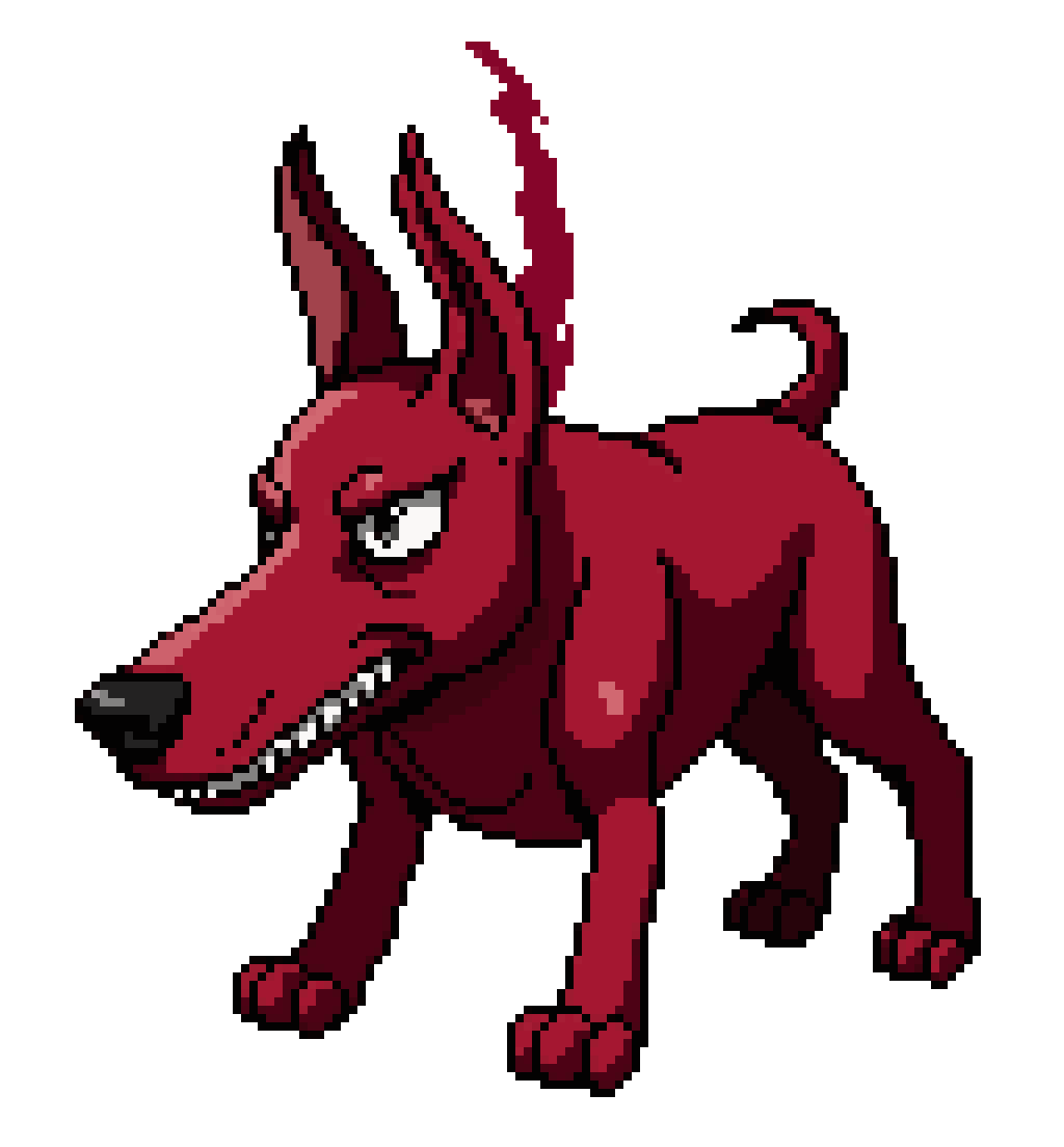 Fierce Red Doberman Dog pixel art