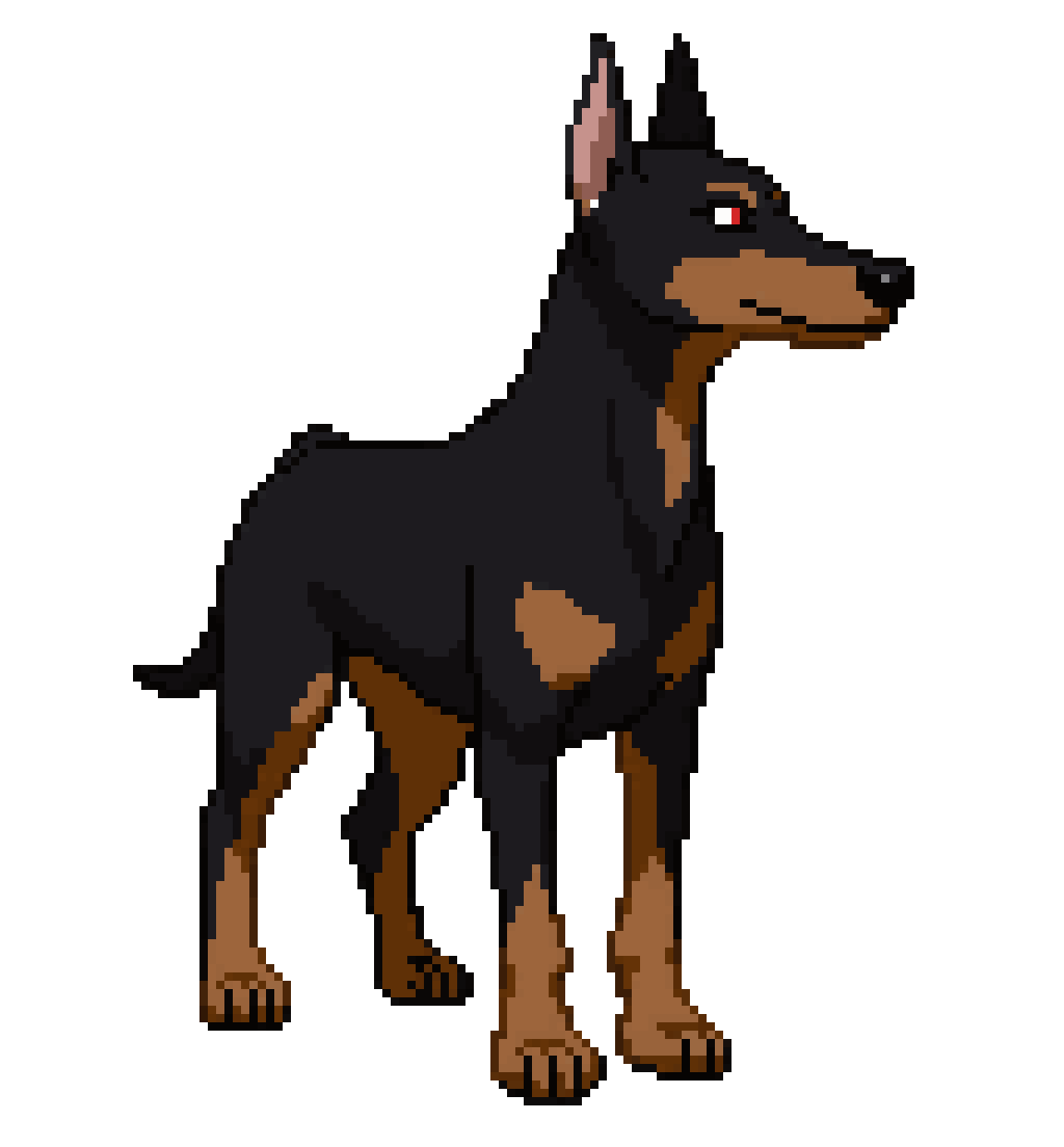 Fierce Black Doberman Dog pixel art