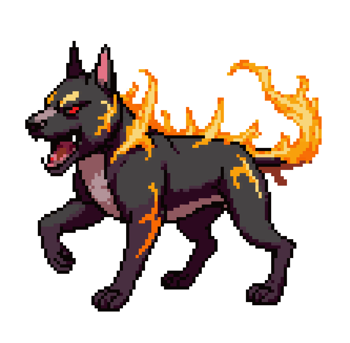 Fierce Evil Bull Terrier with Flames pixel art