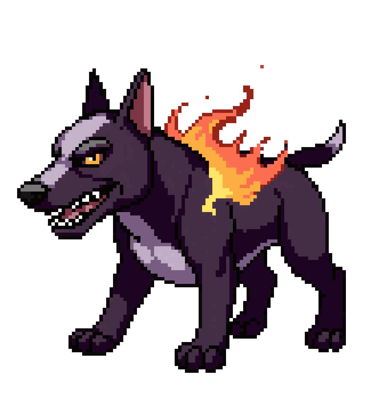 Fierce Evil Bull Terrier with Flames pixel art