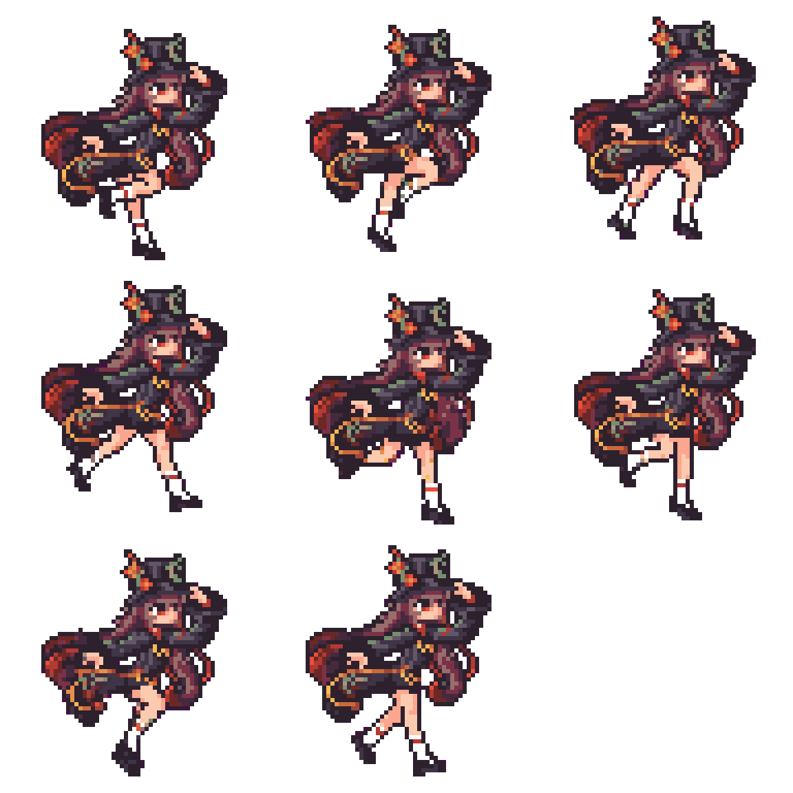 character walking forward, legs alternating pixel art