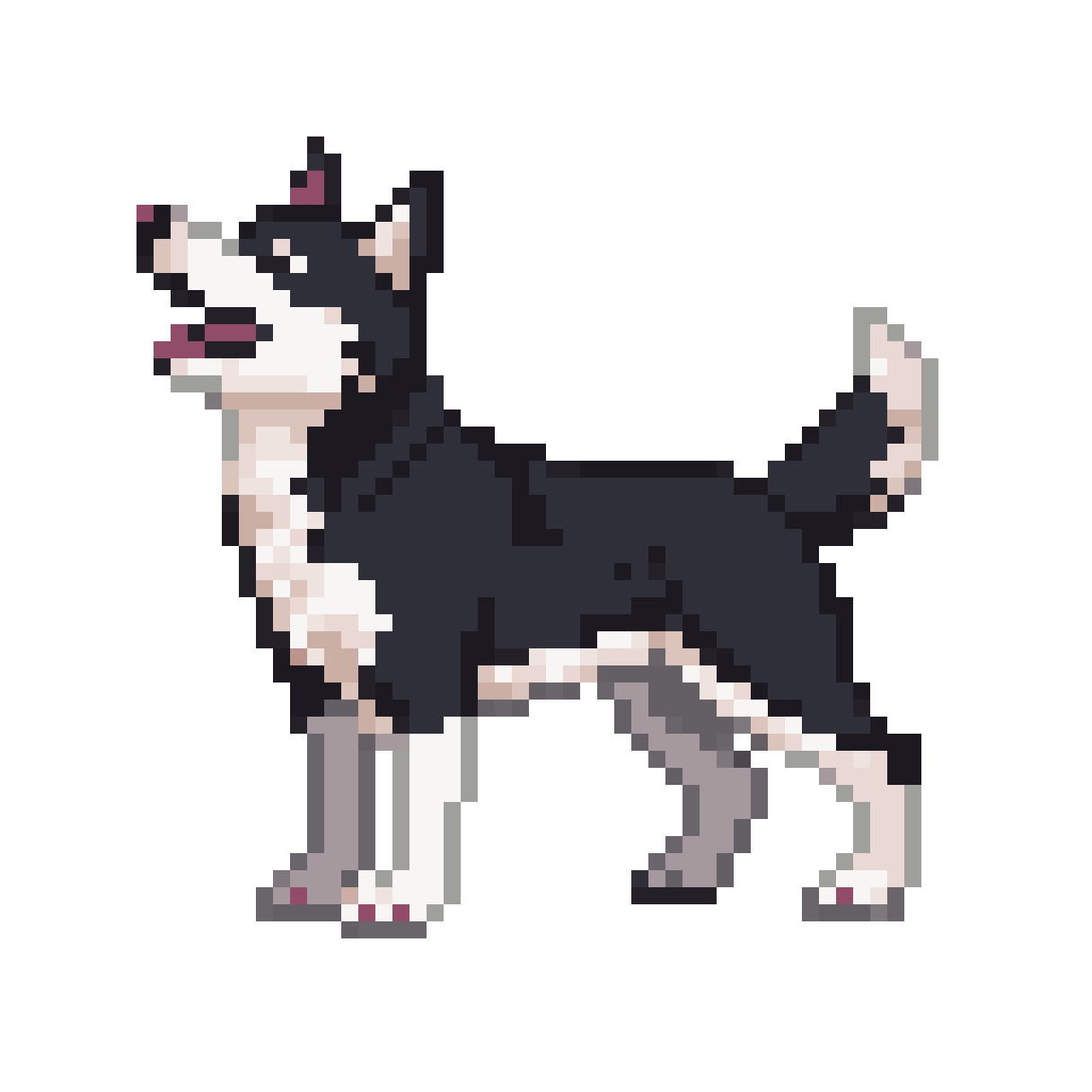 Husky Dog Howling Side View pixel art